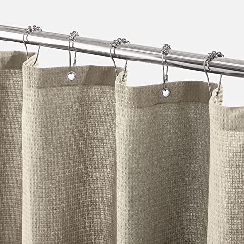 mDesign Waffle Knit Shower Curtain - Long Cotton Blend Bathroom Shower Curtain - Spa Quality, Lux... | Amazon (US)