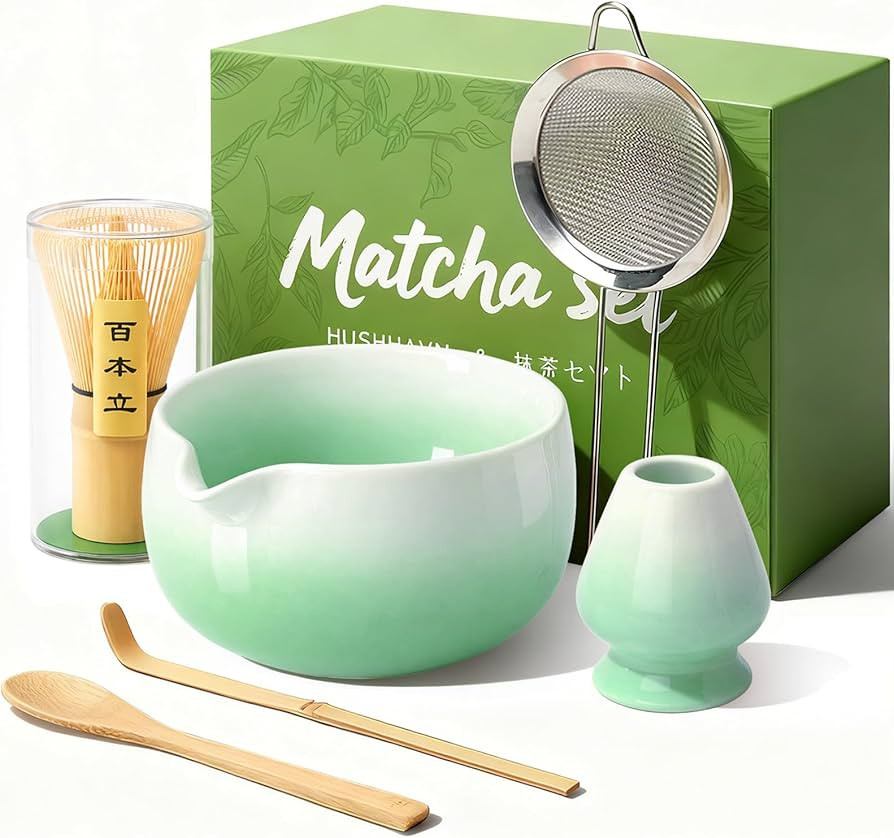Matcha Whisk Set, Ceramic Matcha Set Includes Bowl & Holder, Bamboo Whisk (Chasen), Scoop, Spoon ... | Amazon (US)