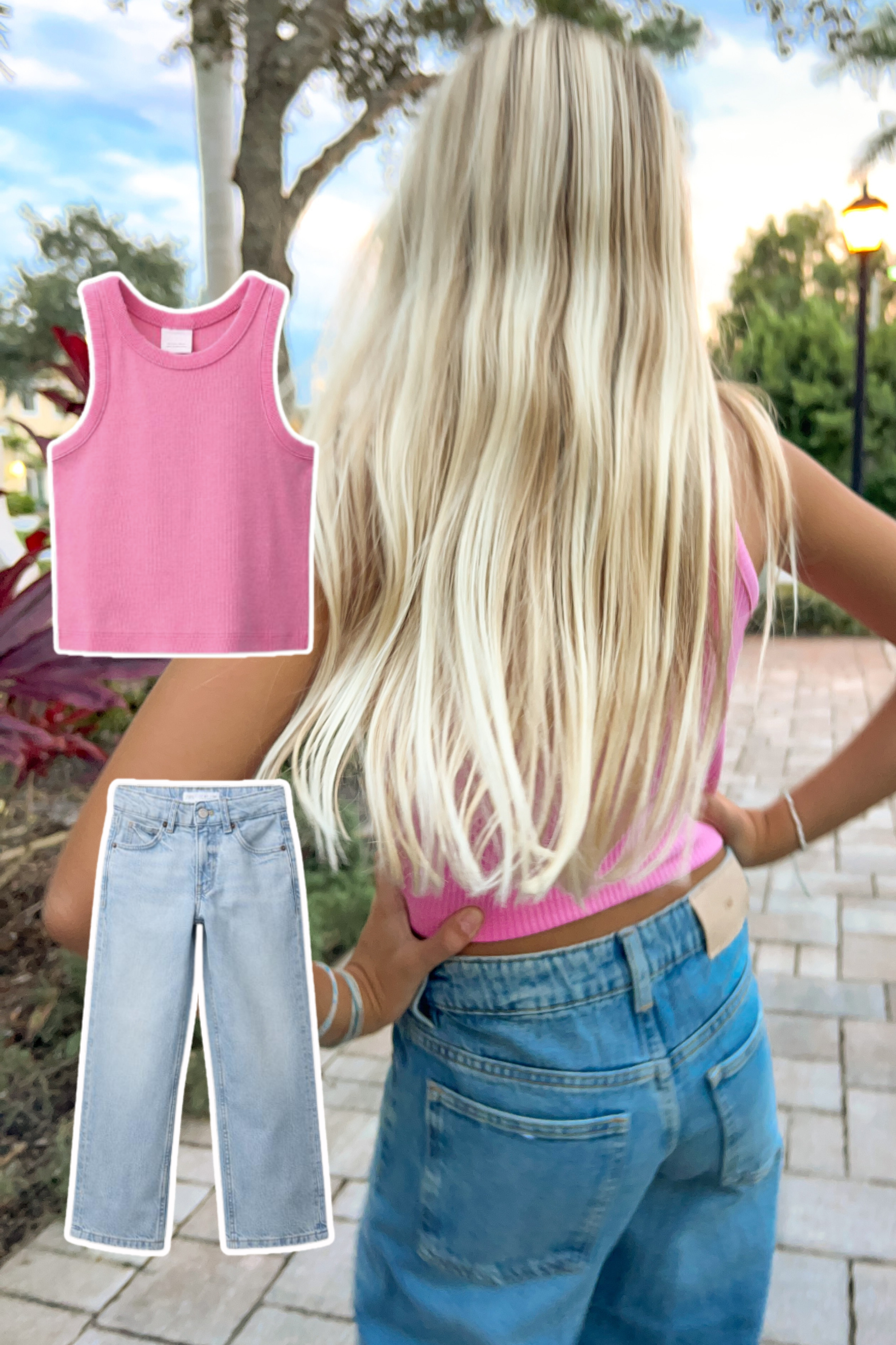 Ella’s casual and cute look! 💖 These Zara jeans and pink tank top are perfect for everyday style, especially for spring. Tap to shop her outfit! #TweenFashion #ZaraStyle #LTKkids 

 #LTKFindsUnder50 #LTKKids
