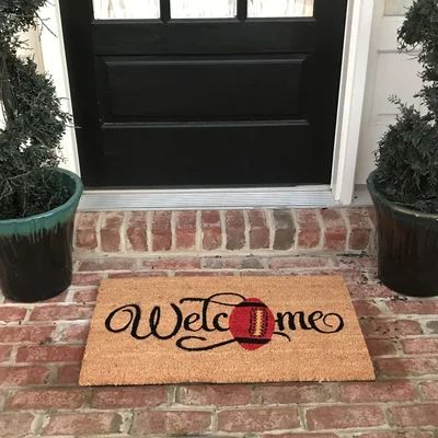 Welcome Football Non-Slip Outdoor Door Mat Red Barrel Studio® Size: 24" W x 36" L | Wayfair North America