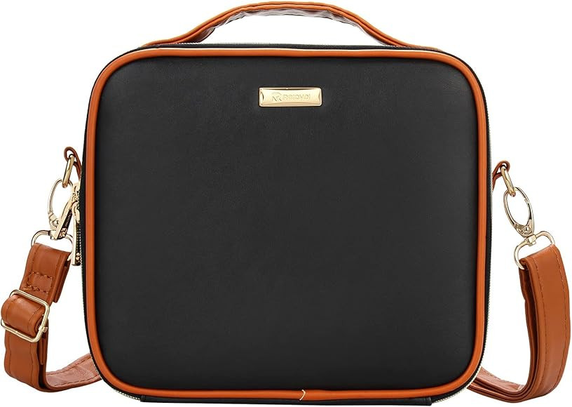 Relavel Travel Makeup Train Case Makeup Cosmetic Case with Washable Plastic Adjustable Dividers, ... | Amazon (US)