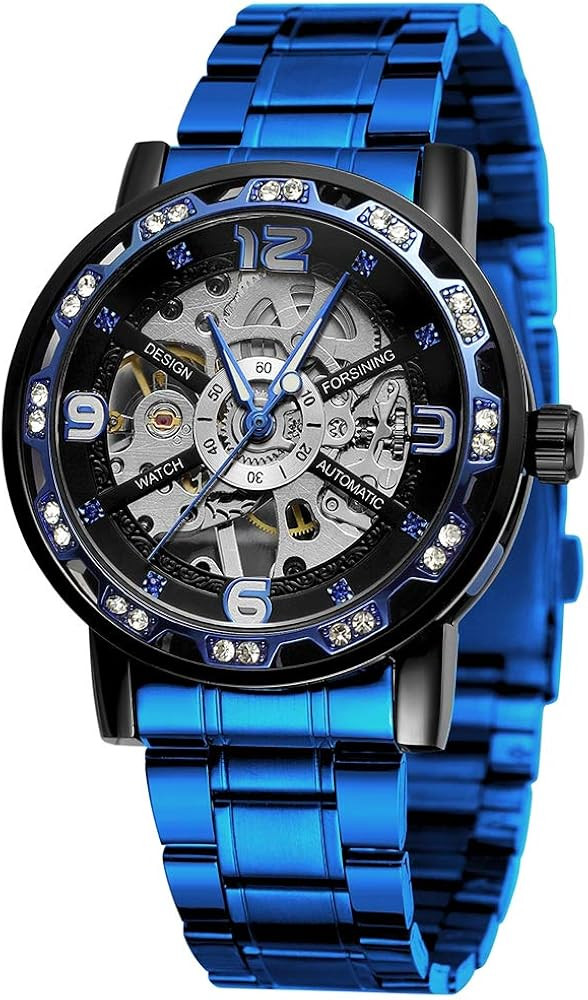 Transparent Fashion Diamond Luminous Gear Movement Royal Design Men Top Brand Luxury Male Mechanical | Amazon (US)
