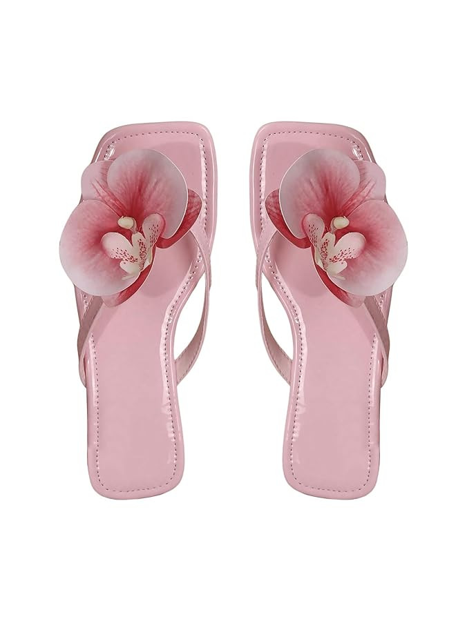 GORGLITTER Women's Flower Flat Sandals Dressy Flip Flops Square Open Toe Thong Vacation Summer 20... | Amazon (US)