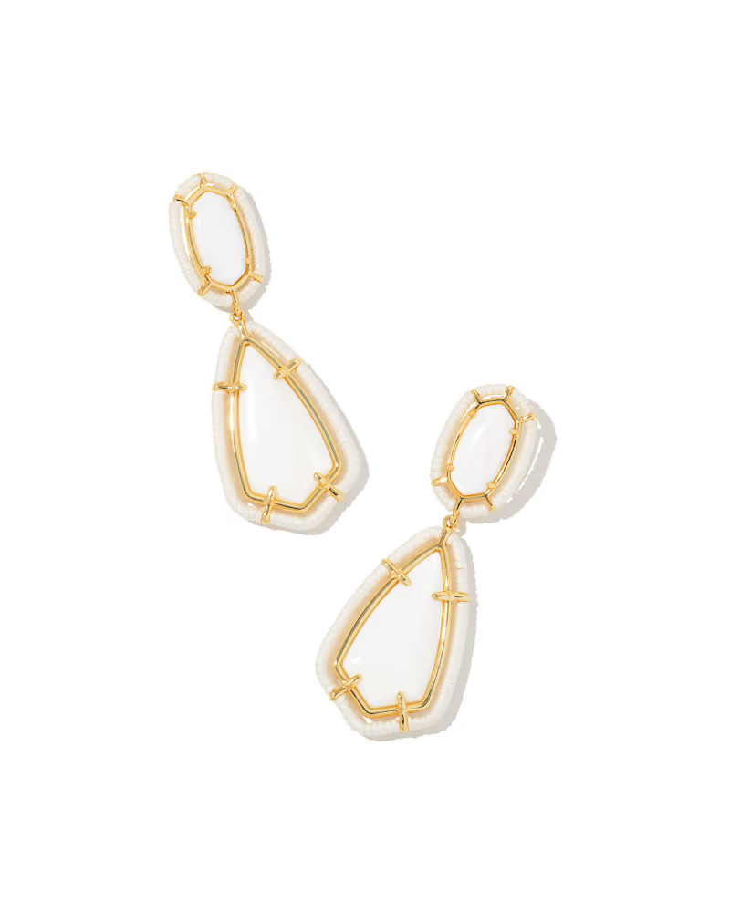 Threaded Gold Camry Statement Earrings in White Mother-of-Pearl | Kendra Scott
