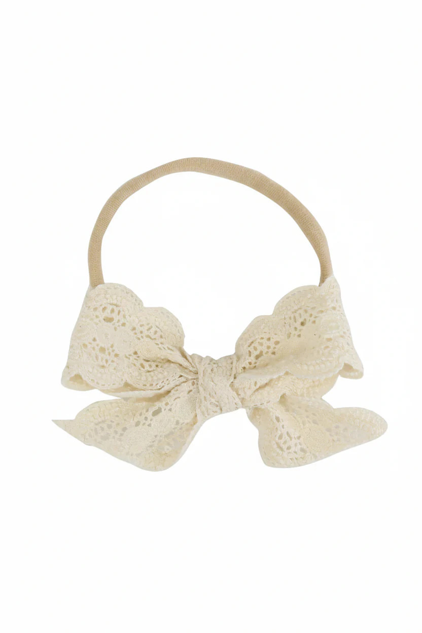 Ivory Lace Bow Headband | Caden Lane