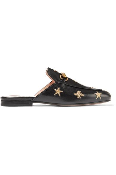 Princetown horsebit-detailed embroidered leather slippers | NET-A-PORTER (US)