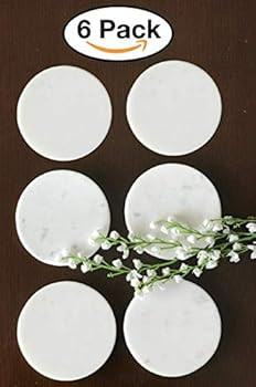 White Carrara Marble Stone Coasters for Drinks, Set of 6, with Holder | Perfect Housewarming Gift... | Amazon (US)