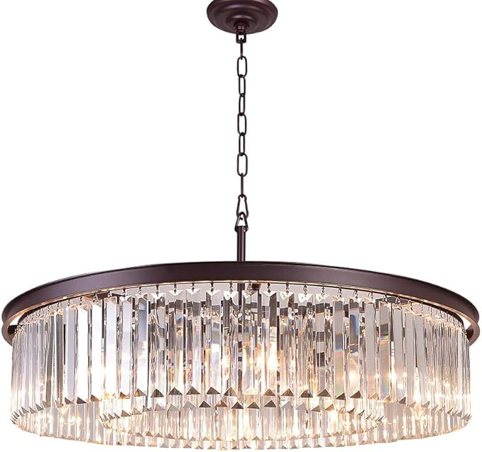 Meelighting Oil Rubbed Bronze Crystal Chandeliers Modern Contemporary Ceiling Lights Fixtures Pen... | Amazon (US)
