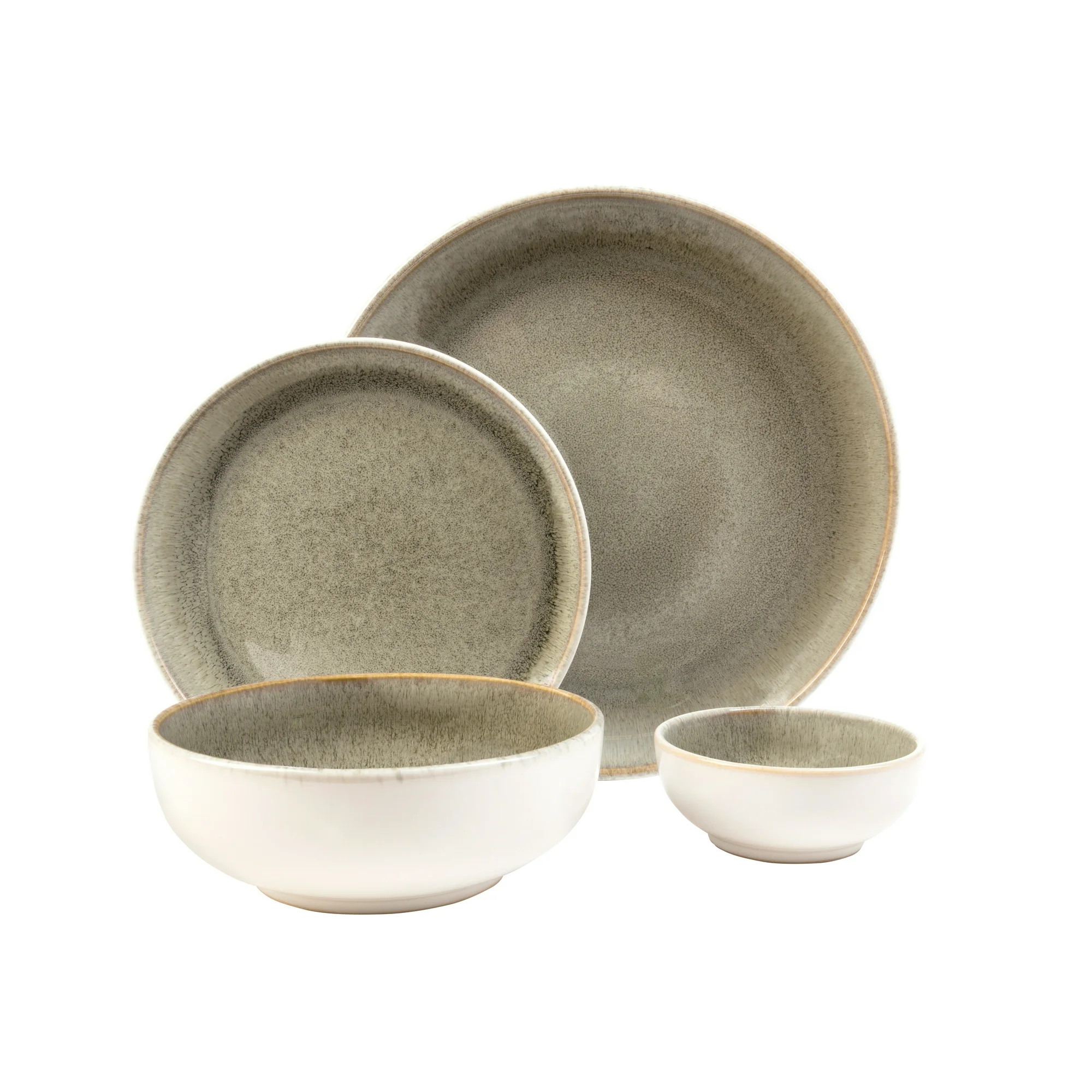 Sango Resona Stoneware Dinnerware Set, 16-Piece, Moss Green | Walmart (US)