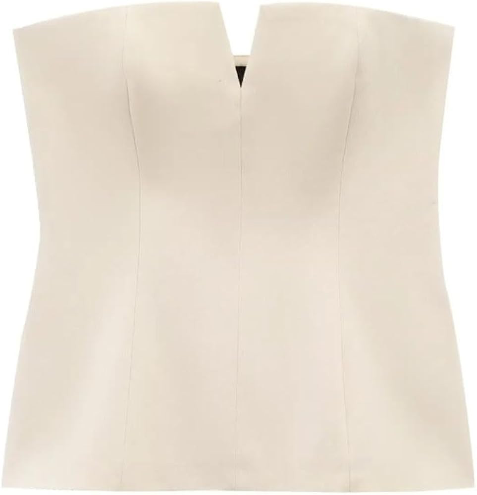 Women Sexy Sleeveless Tank Top Solid Zipper Off-Shoulder Party Slim Crop Tops | Amazon (US)
