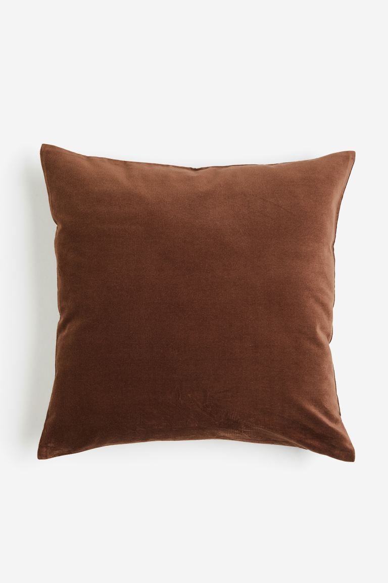 Cotton Velvet Cushion Cover - Brown - Home All | H&M US | H&M (US + CA)