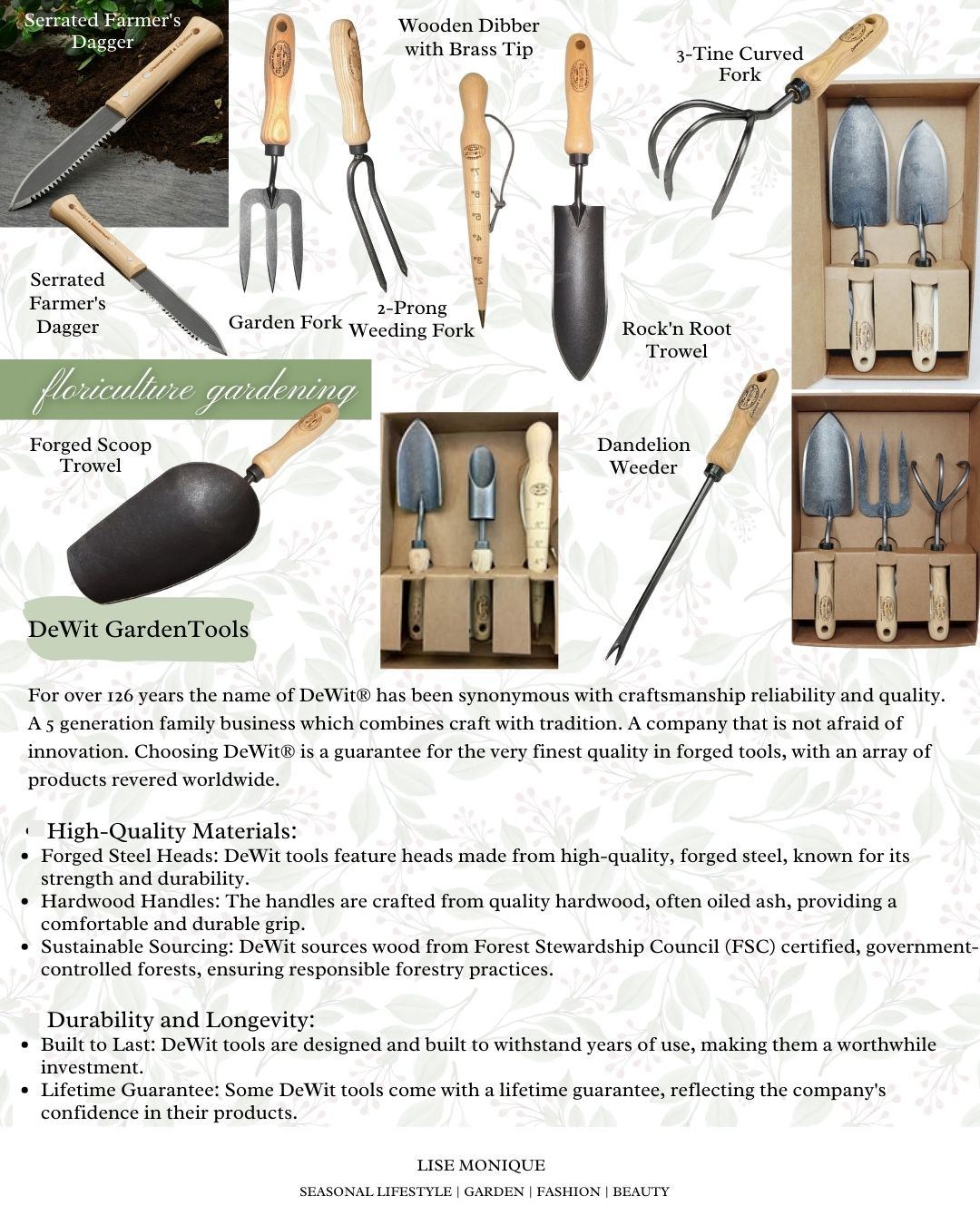 𝗦𝗵𝗼𝗽 ~ 𝗙𝗹𝗼𝗿𝗶𝗰𝘂𝗹𝘁𝘂𝗿𝗲 𝗖𝗼𝗹𝗹𝗲𝗰𝘁𝗶𝗼𝗻

✅ 𝘗𝘭𝘦𝘢𝘴𝘦 𝘧𝘰𝘭𝘭𝘰𝘸 𝘮𝘺 𝘓𝘛𝘒 𝘚𝘩𝘰𝘱, 𝘢𝘯𝘥 𝘮𝘢𝘬𝘦 𝘴𝘶𝘳𝘦 𝘵𝘰 𝘱𝘳𝘦𝘴𝘴 𝘵𝘩𝘦 𝙎𝙐𝘽𝙎𝘾𝙍𝙄𝘽𝙀 𝘽𝙐𝙏𝙏𝙊𝙉 𝘵𝘰𝘰! 𝘠𝘰𝘶 𝘸𝘪𝘭𝘭 𝘣𝘦 𝘯𝘰𝘵𝘪𝘧𝘪𝘦𝘥 𝘢𝘴 𝘴𝘰𝘰𝘯 𝘢𝘴 𝘐 𝘱𝘰𝘴𝘵 𝘰𝘯 𝘮𝘺 𝘴𝘵𝘰𝘳𝘦! 𝘐 𝘢𝘮 𝘢𝘯 𝘢𝘷𝘪𝘥 𝘨𝘢𝘳𝘥𝘦𝘯𝘦𝘳 𝘢𝘯𝘥 𝘸𝘪𝘭𝘭 𝘣𝘦 𝘩𝘢𝘷𝘪𝘯𝘨 𝘮𝘢𝘯𝘺 𝘷𝘪𝘥𝘦𝘰𝘴 𝘱𝘰𝘴𝘵𝘦𝘥 𝘸𝘪𝘵𝘩 𝘢𝘭𝘭 𝘴𝘰𝘳𝘵𝘴 𝘰𝘧 𝘵𝘪𝘱𝘴, 𝘢𝘯𝘥 𝘪𝘯𝘴𝘱𝘪𝘳𝘢𝘵𝘪𝘰𝘯!  

When I first started out gardening, I purchased according to my budget I felt comfortable with. That being said, I know I spent way more on gardening tools that would only last a season, or two and usually failed, went rusty or worse just broke. I would inevitably have to repurchase over and over. They just did not stand the test of time. Finally, tiring of this repeat buying, I started investing in 𝘲𝘶𝘢𝘭𝘪𝘵𝘺 garden tools. Every year at the beginning of the season I would purchase a good quality garden tool or two. And…slowly the repeat buying slowed down. Considerably. 
Not only that, My gardening became more pleasurable, the tasks just easier, and sometimes crazy great! 
If you’re a gardener you will understand, the joy of working your garden using high quality tools and how much more enjoyable the tasks are.

I will be sharing my collection of gardening tools over this gardening season on video form so we all know how to maintain these amazing tools so they last. 




#dewit #sneedoer #felco #pruners #secateurs #gardening #gardentools 

#LTKMens #LTKHome #LTKWatchNow

#LTKSeasonal #LTKOver40 #LTKHome