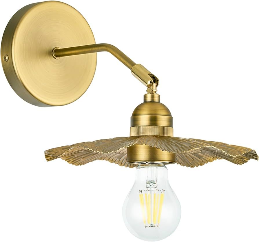 PASSICA DECOR Hardwired Antique Brass Wall Sconce 180 Degree Adjustable Metal Vintage Flower Lamp... | Amazon (CA)