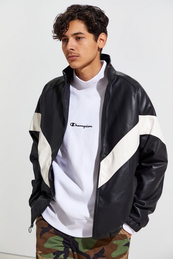 UO Faux Leather Meadowland Track Jacket | Urban Outfitters (US and RoW)
