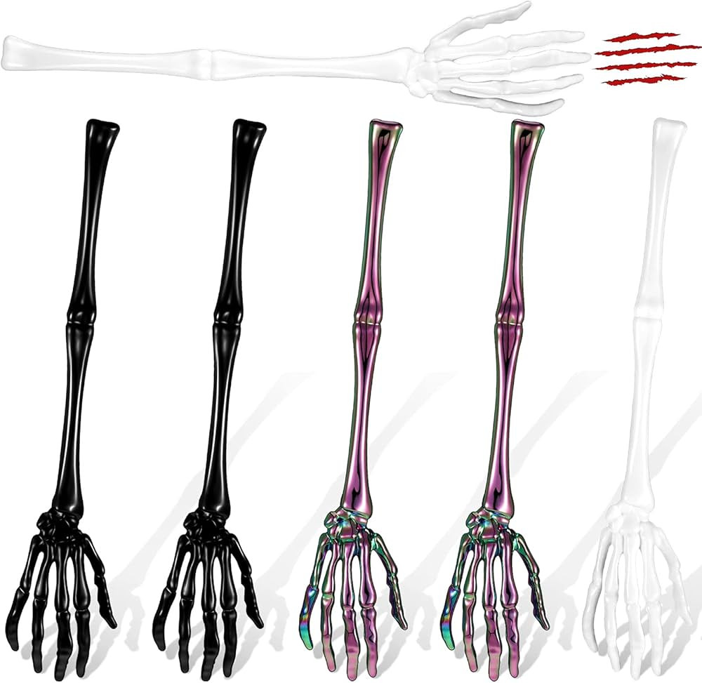 6 Pieces Halloween Skeleton Hands Salad Tongs Halloween Salad Spoon Halloween Salad Tong Skeleton... | Amazon (US)
