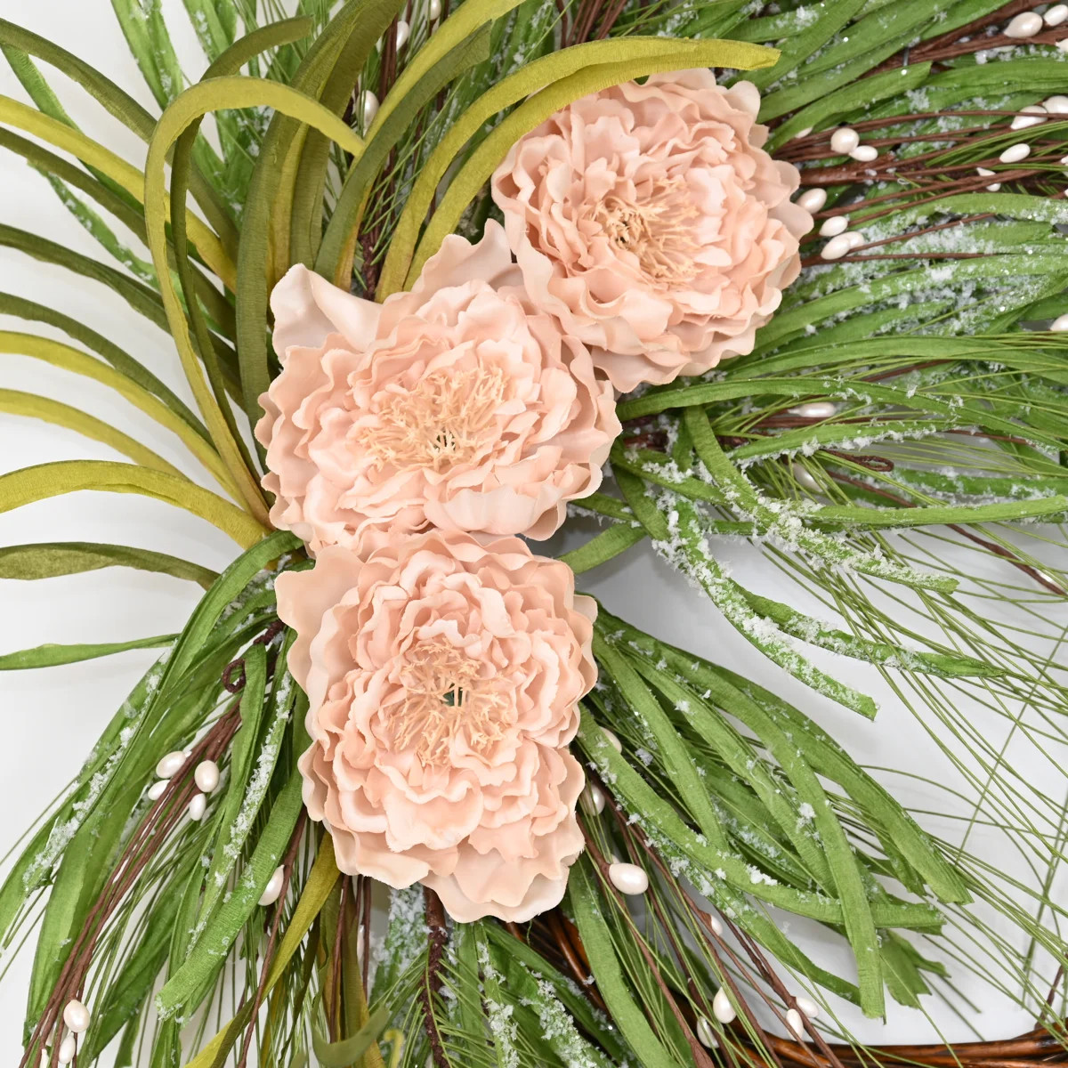 28" Winter Christmas Berry Peony Front Door Wreath | Wayfair North America