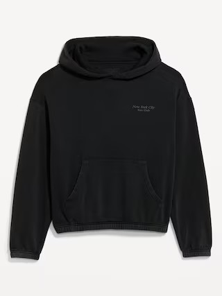 Oversized Washed Cropped Hoodie | Old Navy (US)