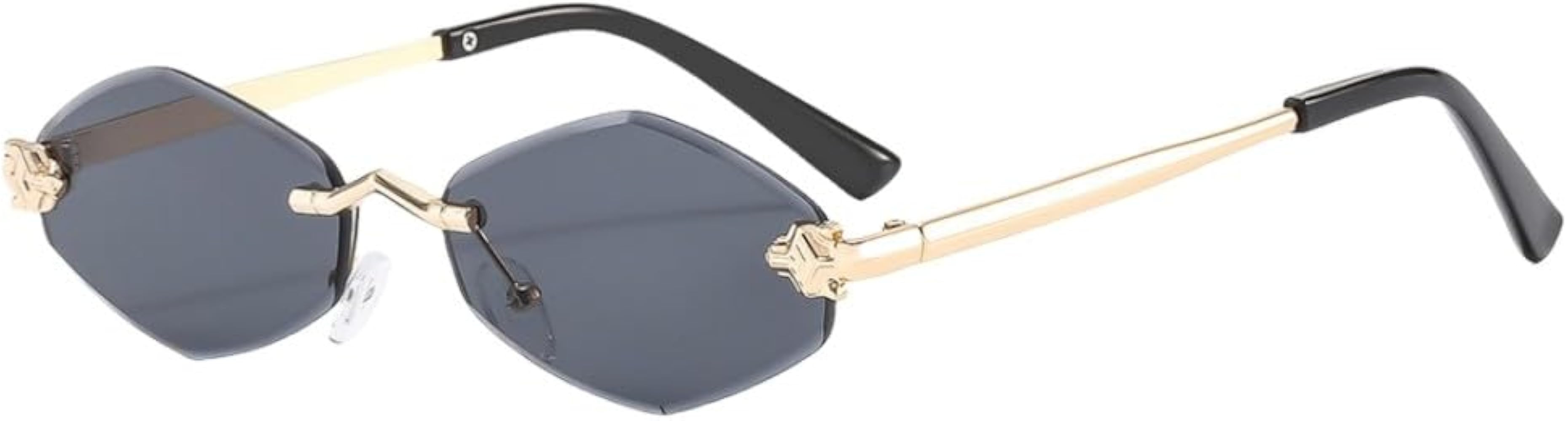 Fashion Small Polygonal Sunglasses for Women Rmless Brown Rhombus Sun Glasses Woman Vintage Metal... | Amazon (US)
