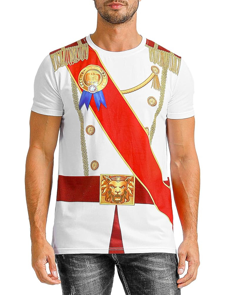 Funny World Men's Prince Costume Royal Charming Halloween T-Shirts | Amazon (US)