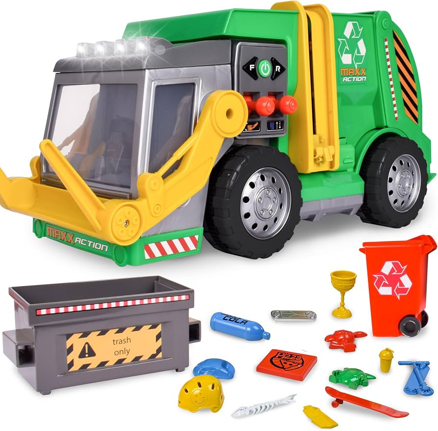 Maxx Action Large Motorized 19" Maxx Action Garbage Truck Toy Set with Lights and Sound Includes ... | Amazon (US)