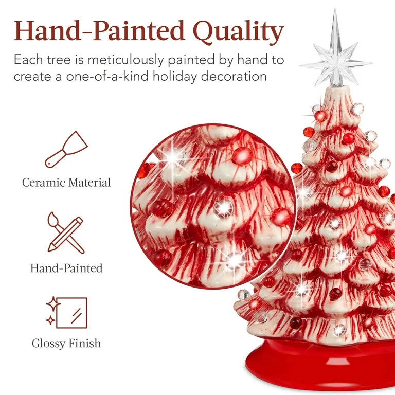 Best Choice Products 15in Ceramic Christmas Tree, Pre-lit Hand-Painted Holiday Decor w/ 64 Lights... | Walmart (US)