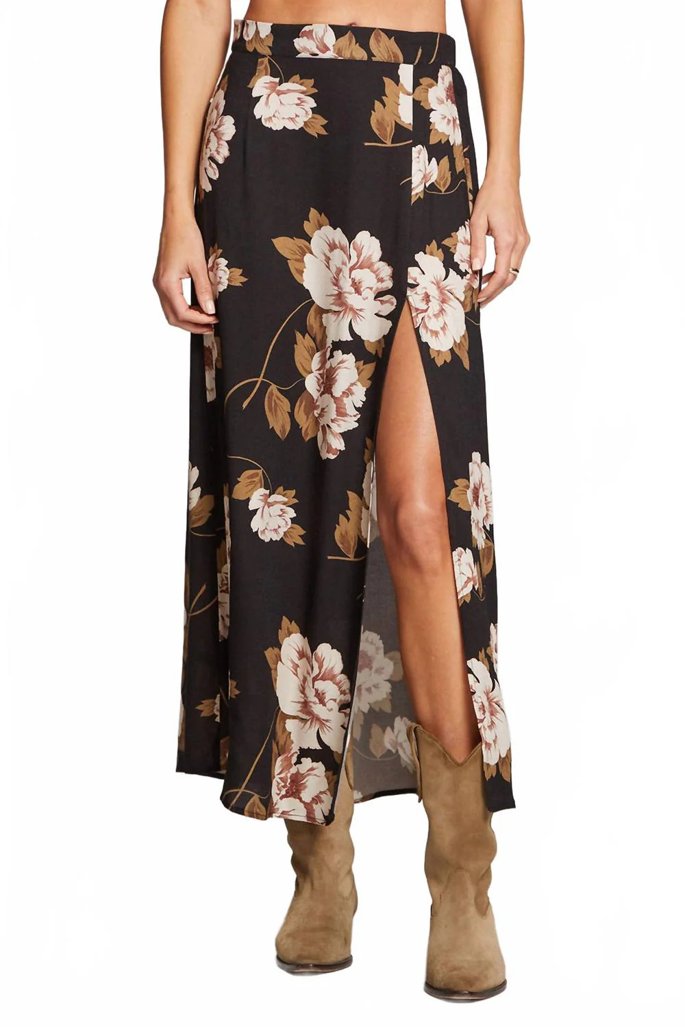 Floral Midi Skirt In Black | Shop Simon