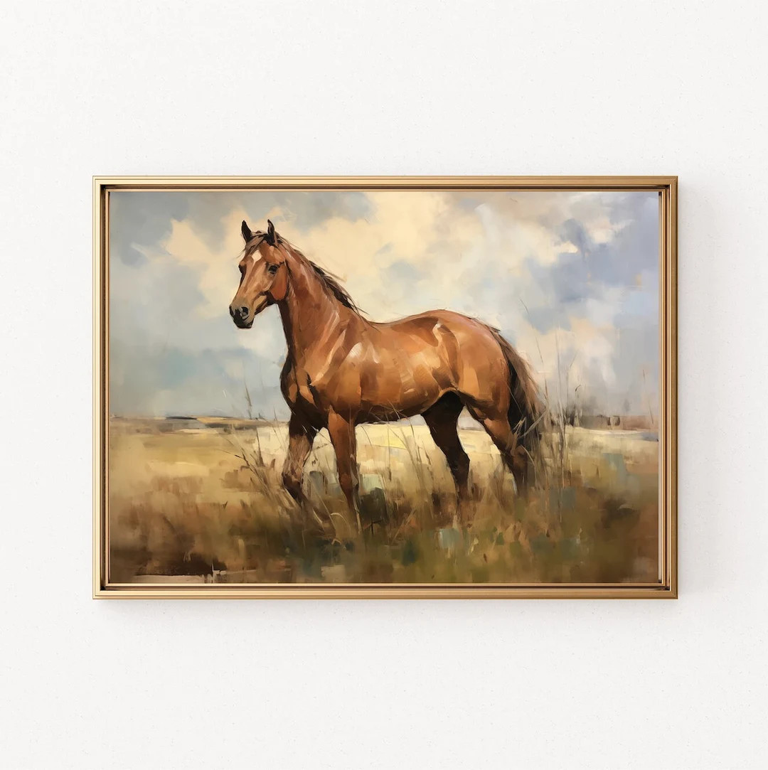 Horse Painting Vintage Oil Painting Wall Art Digital Print - Etsy | Etsy (US)