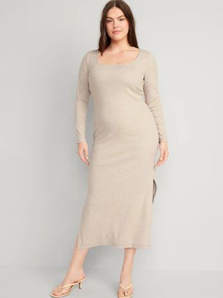 Fitted Long-Sleeve Rib-Knit Maxi Dress for Women | Old Navy (US)
