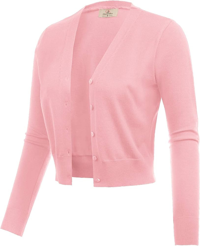 GRACE KARIN Women's Open Front Knit Cropped Bolero Shrug Cardigan Sweater Long Sleeve (S-4XL) | Amazon (US)