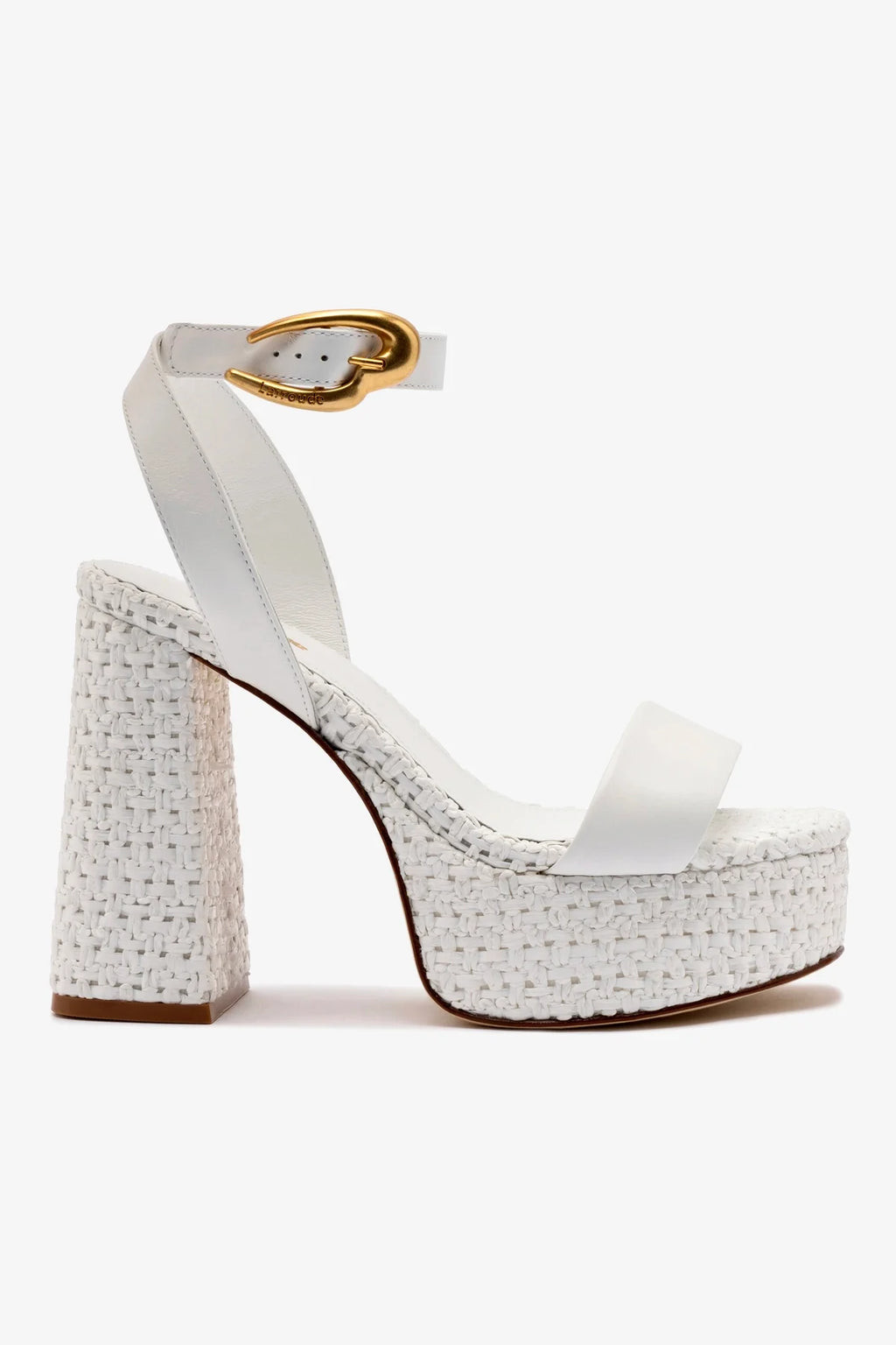 Dolly Verona Sandal In White Leather and White Raffia | Larroude
