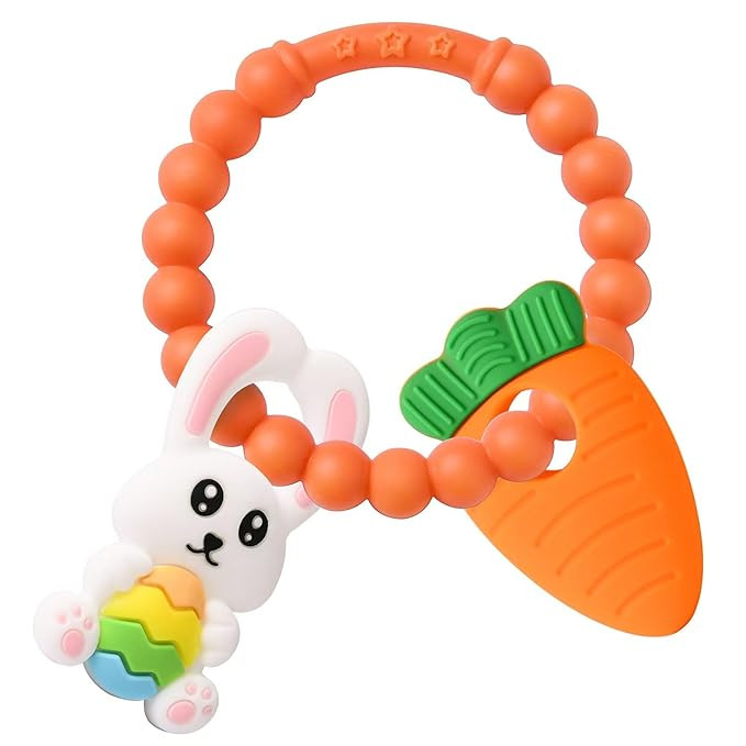 Easter Silicone Teething Toys, 3 Months+, Bunny & Carrot, Infant Baby Easter Basket Stuffers for ... | Amazon (US)