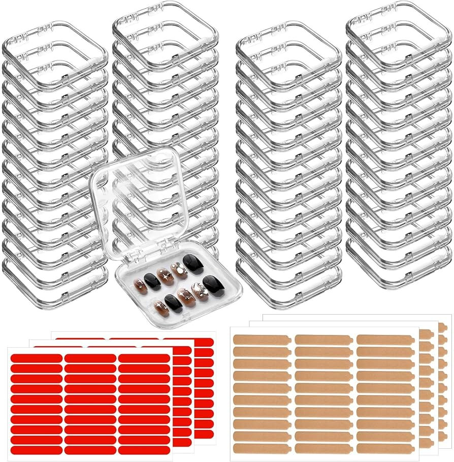 48 Sets Press On Nail Storage Box, Clear Artificial Nail Display Case Acrylic Nail Boxes Press On... | Amazon (US)