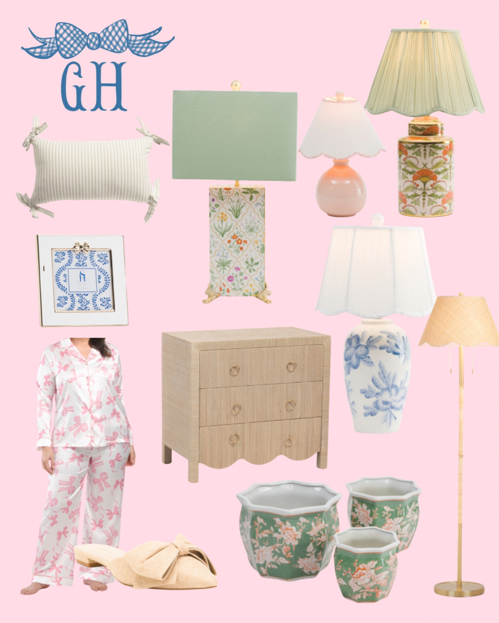 I scrolled through all of the TJ Maxx new arrivals and found the best of the best! I cannot get over the tole hand painted lamp with the green shade! Or the bow pajamas! The green and pink planter set!😍

#grandmillenial #preppystyle #traditiinalhome

#LTKHome