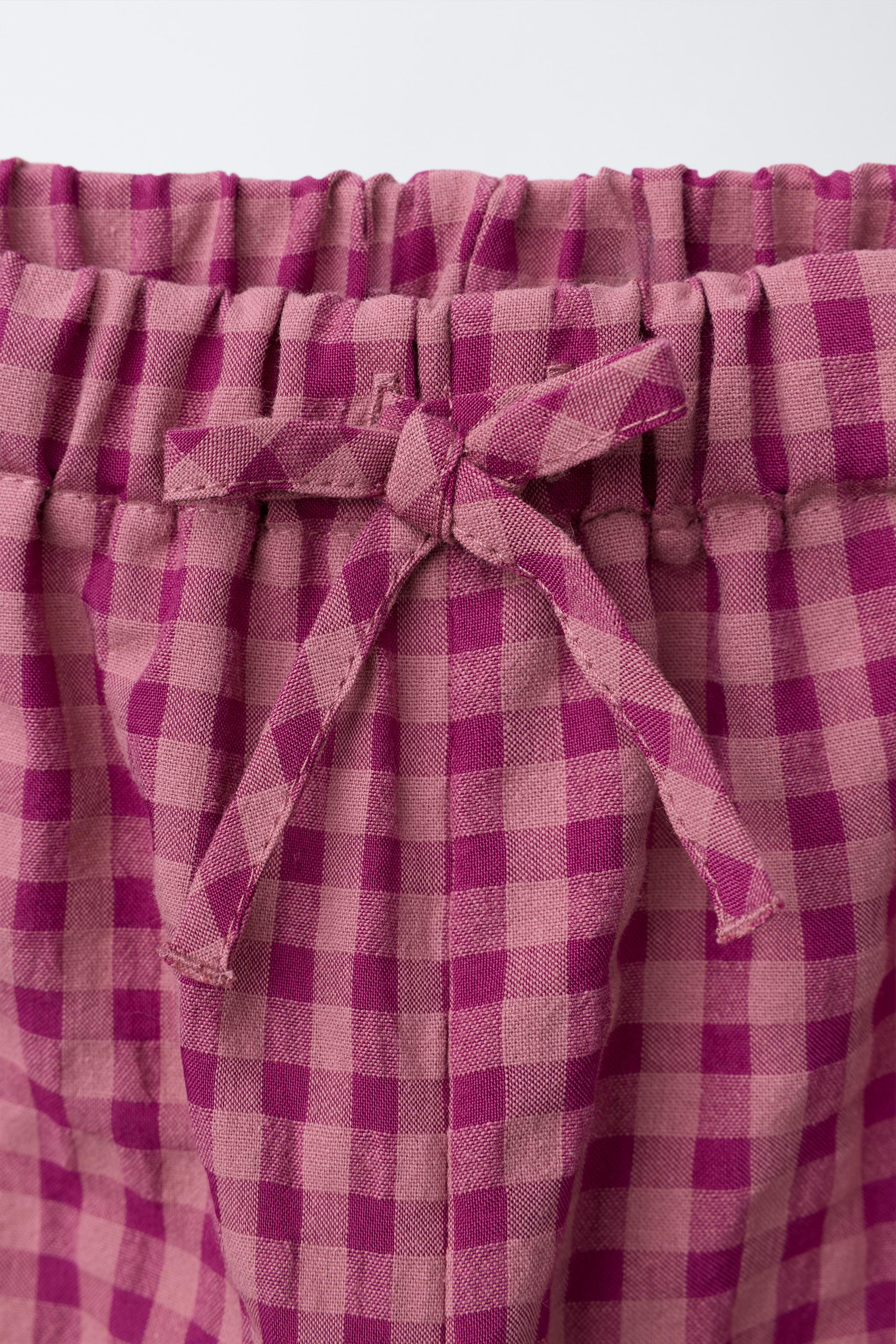 GINGHAM STRAIGHT-LEG PANTS | Zara US