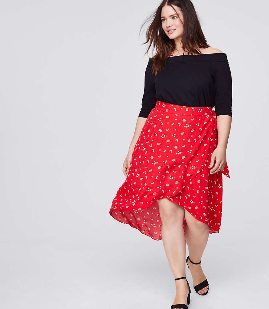 LOFT Plus Floral Midi Wrap Skirt | LOFT