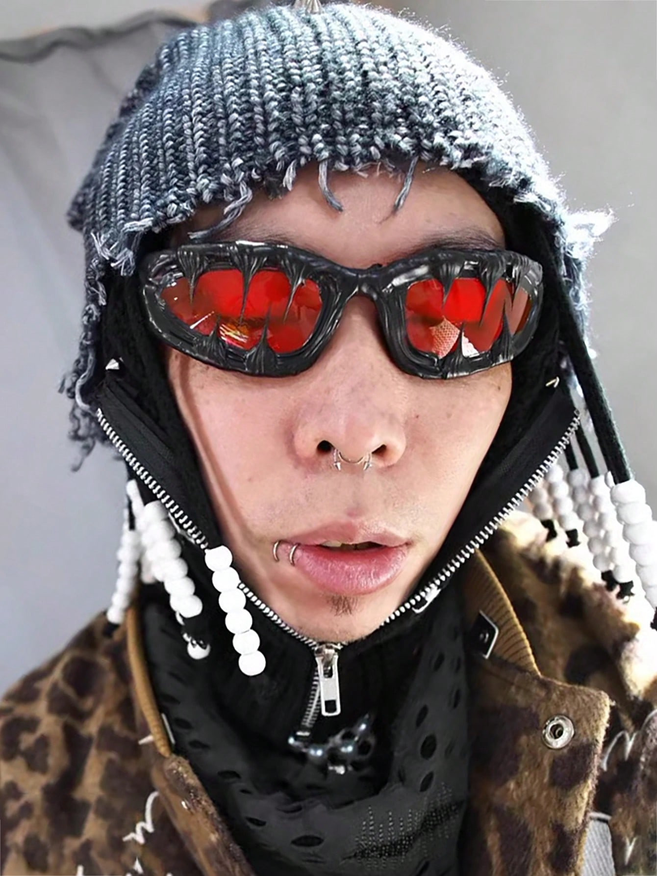 1pc Y2K Fashion Shark Teeth Elliptical Large Frame Fashion Glasses, Suitable For Men's Fashion Gl... | SHEIN