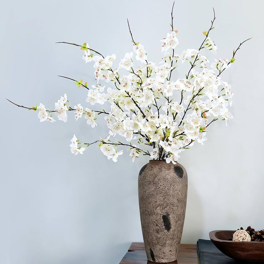 6 PCS Faux Cherry Blossom Branches Decor 31.5 Inch Long Stems Fake Artificial Flowers for Home In... | Amazon (US)