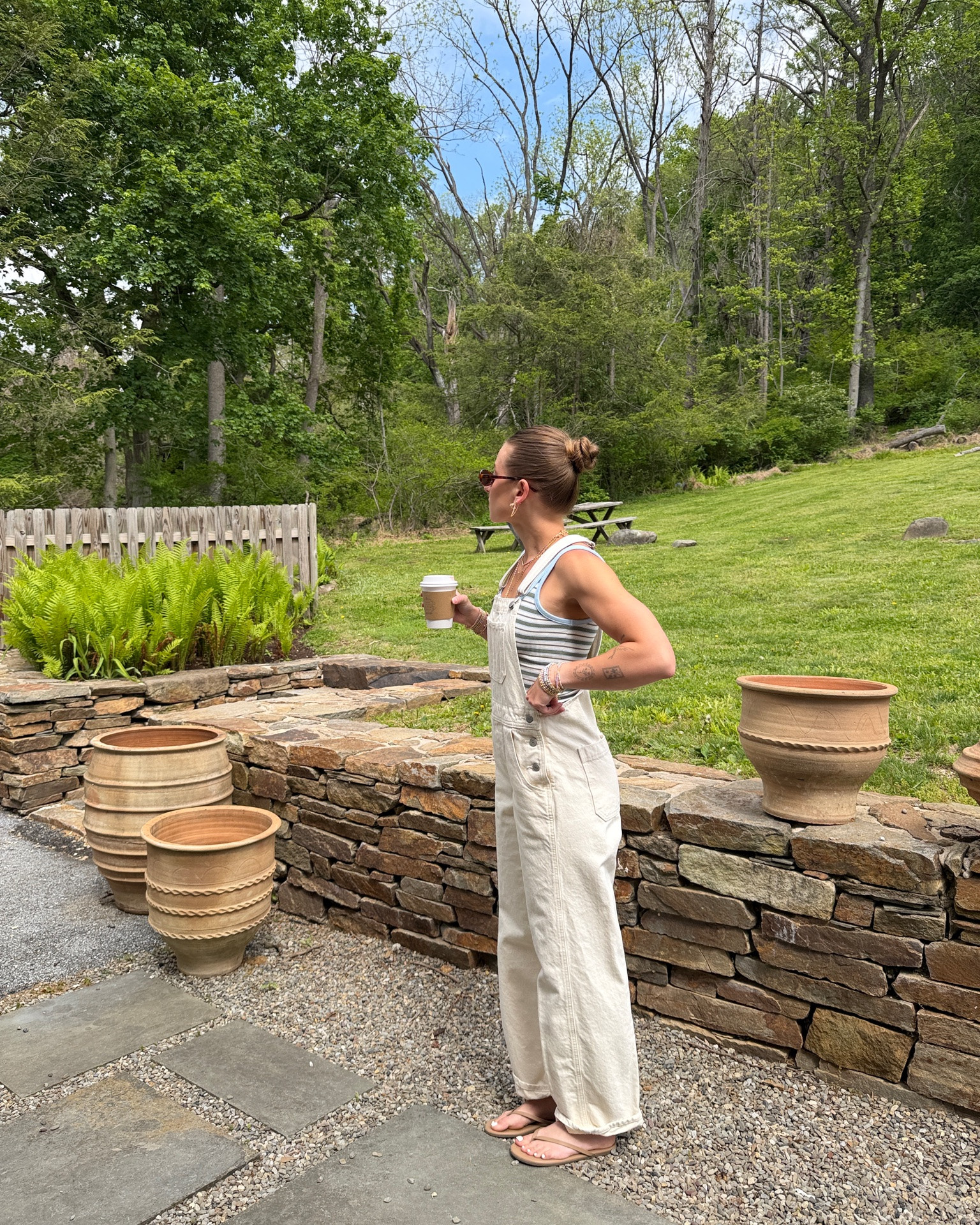 5/8/26 Casual Spring to Summer Outfit
 An easy outfit for a spring/summer day 🤍 these TKEES flip flops have already become such a favorite because they truly go with everything. Paired with cream overalls (linked similar if mine are unavailable), a striped Aerie tank, my L.L. Bean tote, and simple accessories for an effortless everyday look—everything is linked here ✨

#LTKootd #LTKSeasonal