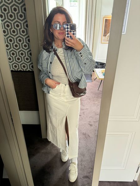 Italy day 1 outfit! Love this white skirt for a spring casual outfit 

#LTKworkwear #LTKtravel #LTKSeasonal