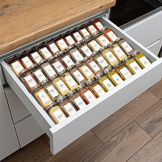 VANGAY Spice Drawer Organizer, Spice Rack Drawer for Kitchen, 4 Tier Acrylic Drawer Spice Organiz... | Amazon (US)