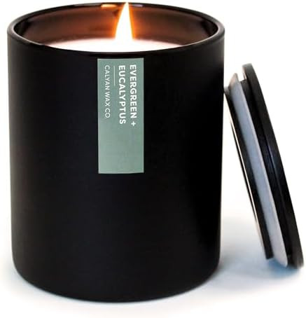Calyan Wax Co. Soy Wax Candle, Evergreen + Eucalyptus Scented Candle, 75 Hour Burn Time, Aromathe... | Amazon (US)