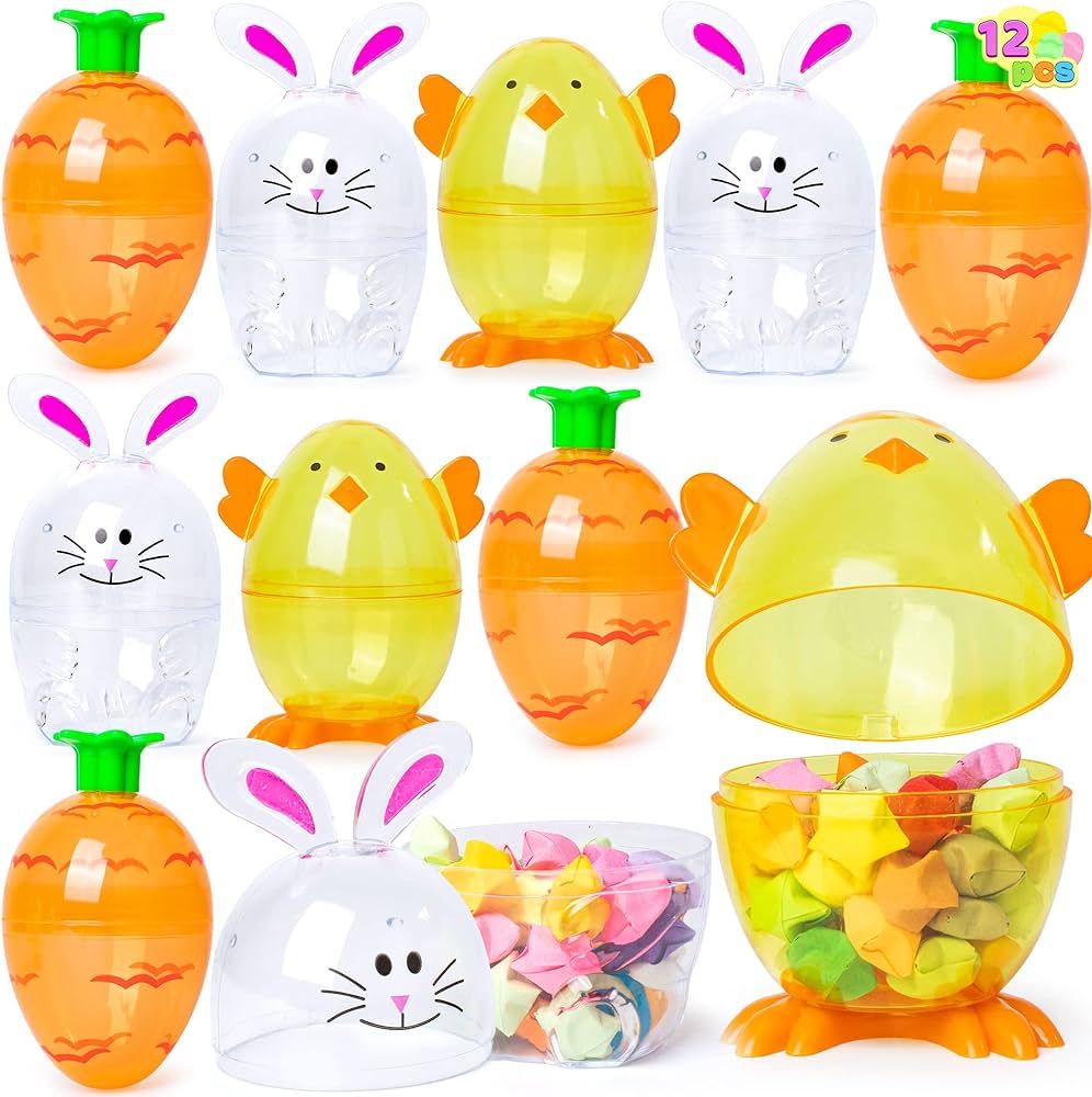 JOYIN 12 Pcs Easter Eggs Shell Bunny Shaped Novelty Easter Themed Characters for Easter Egg Hunt,... | Amazon (US)