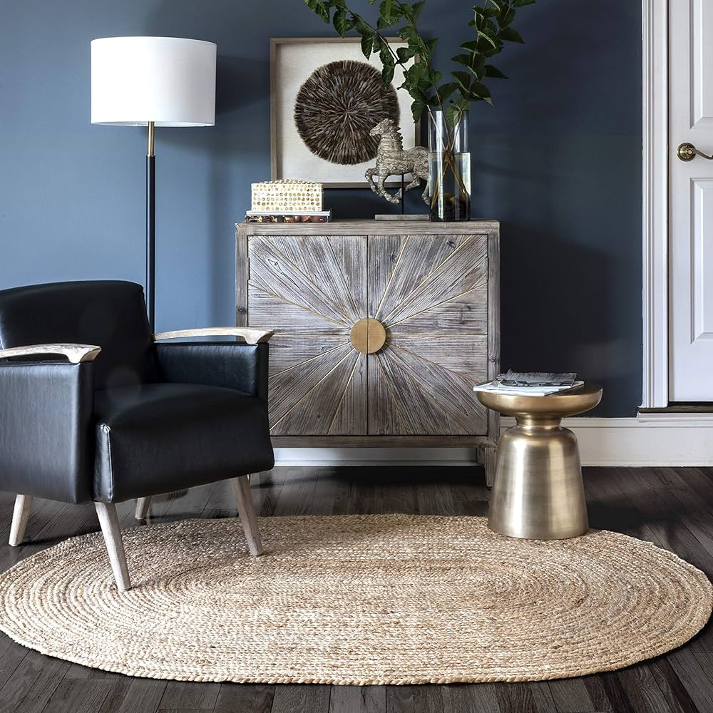 nuLOOM Rigo Hand Woven Farmhouse Jute Area Rug, Oval 3x5, Natural | Amazon (US)