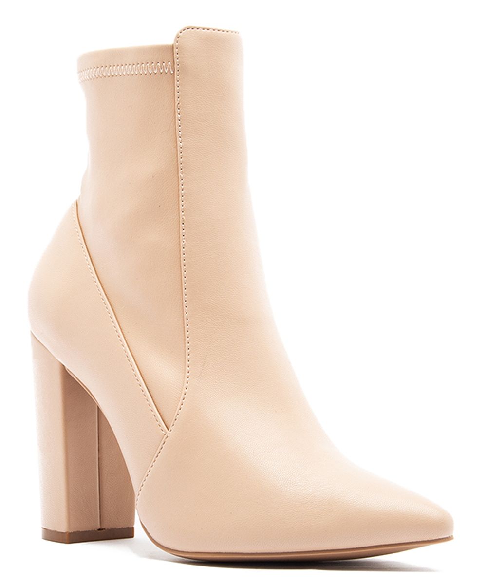 Qupid Women's Casual boots NUDE - Beige Signal99 Bootie - Women | Zulily