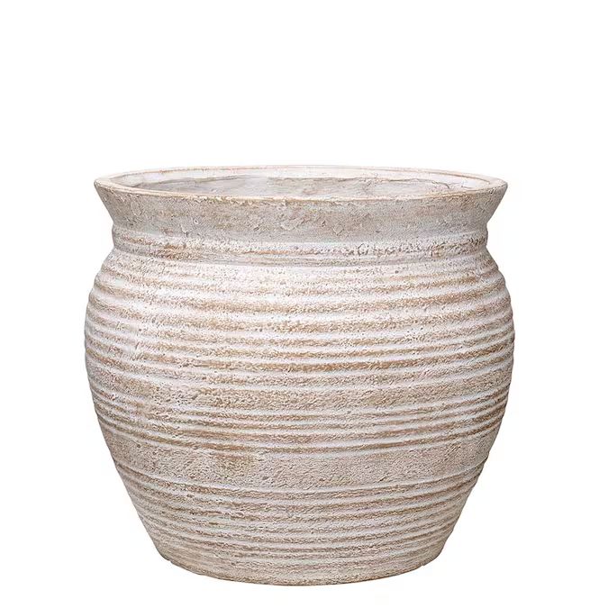 allen + roth 20-Quart White Wash Terracotta Mixed/Composite Planter with Drainage Holes | Lowe's