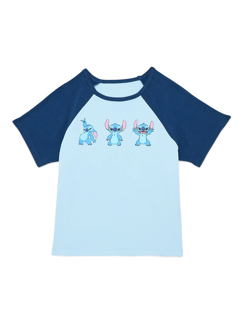 Lilo and Stitch Girls Raglan Graphic Tee with Short Sleeves, Sizes 4-16 | Walmart (US)