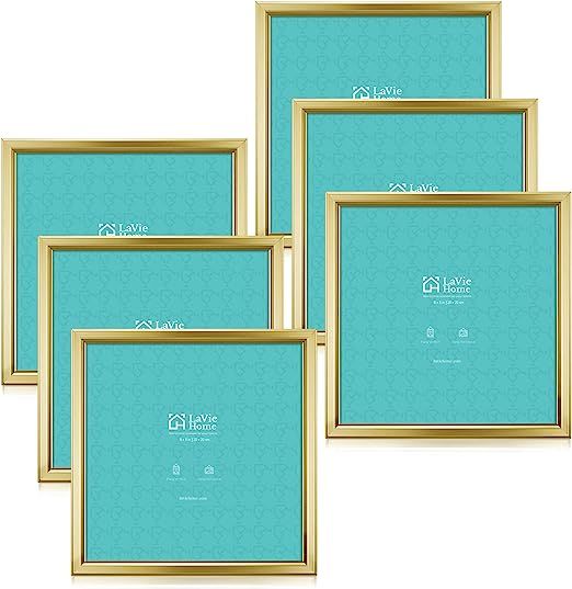 LaVie Home 8x8 Picture Frames (6 Packs, Gold) Simple Designed Photo Frame with High Definition Gl... | Amazon (US)