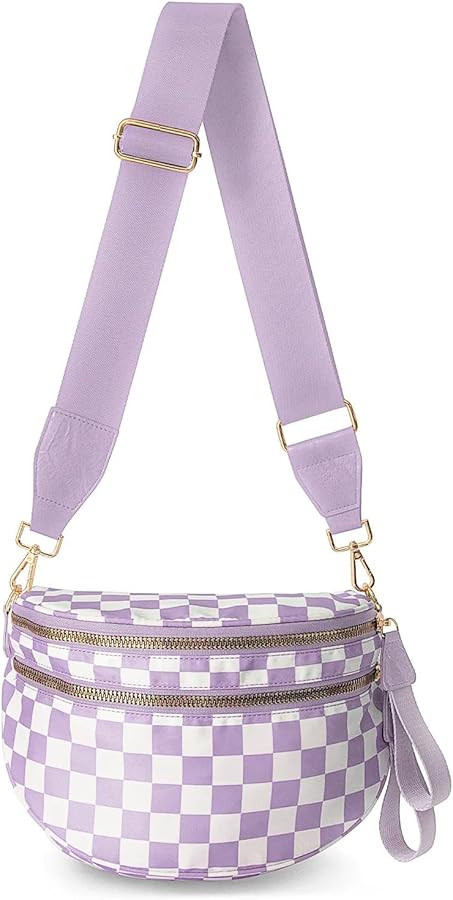 Black and White Checkered Crossbody Bum Bag, Spacious Design for Essentials Plus Size Friendly St... | Amazon (US)