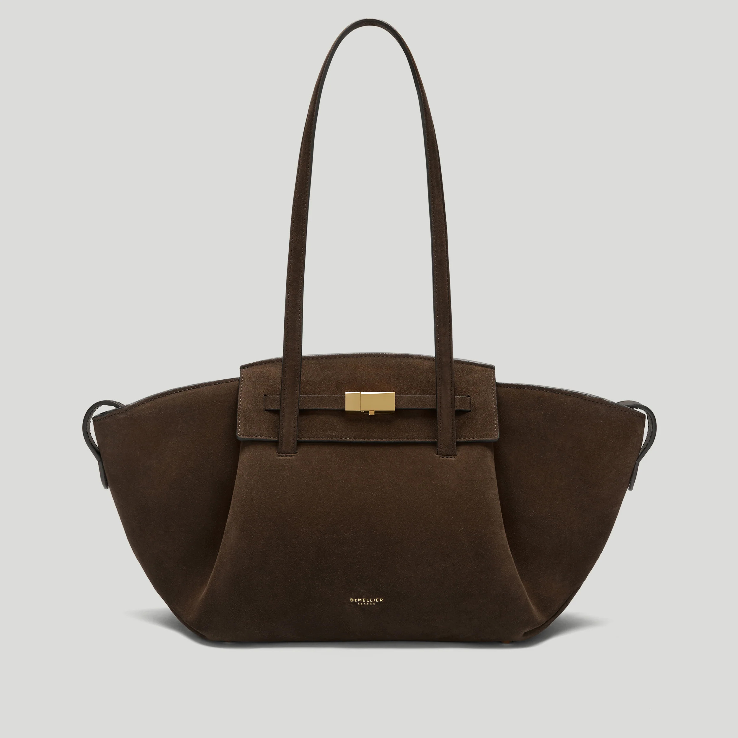 DeMellier The Midi Brooklyn in Mocha Suede Leather Shoulder bag | DeMellier