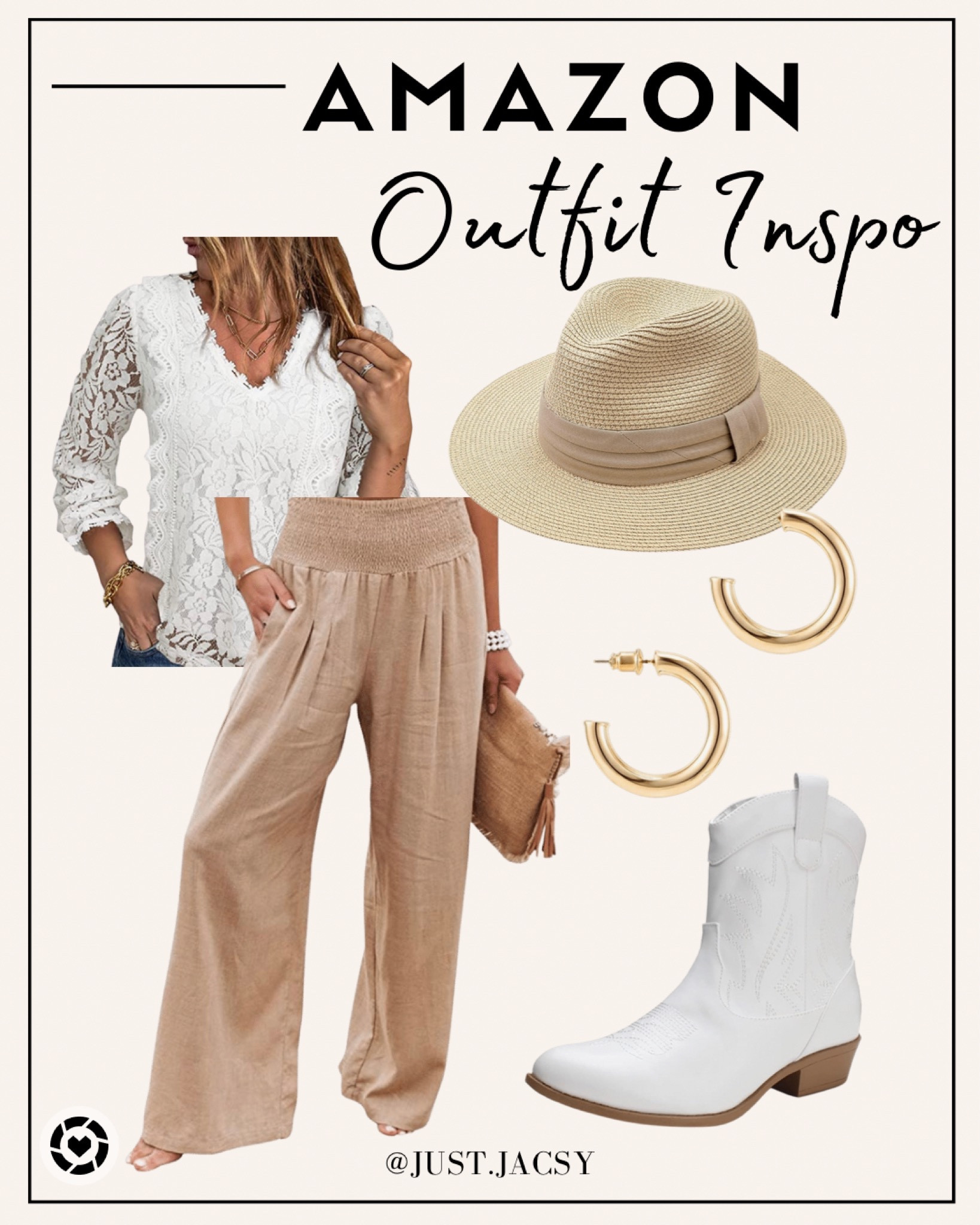 Amazon fall outfit idea 

Found it on amazon, amazon fashion, fall outfit inspo, western booties, white cowboy boots, white cowgirl booties, lace top, cowboy hat, cowgirl hat, fall fashion 

#LTKstyletip #LTKSeasonal #LTKunder50